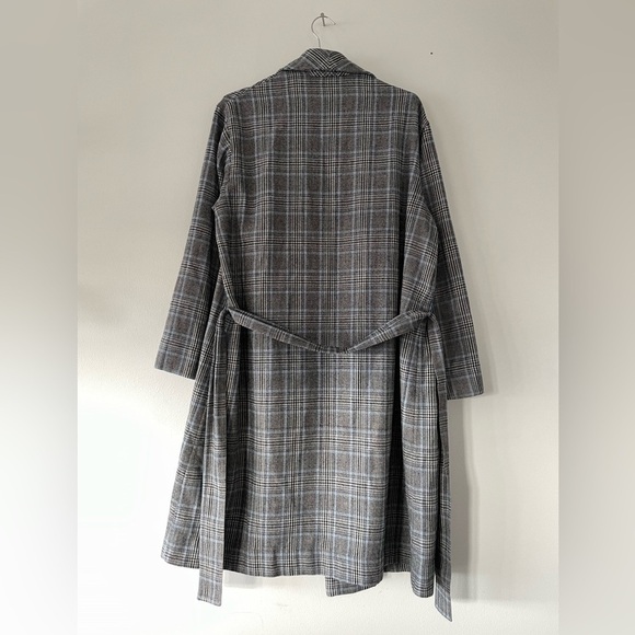 Handmade Blue Plaid Belted Coat - Picture 6 of 16